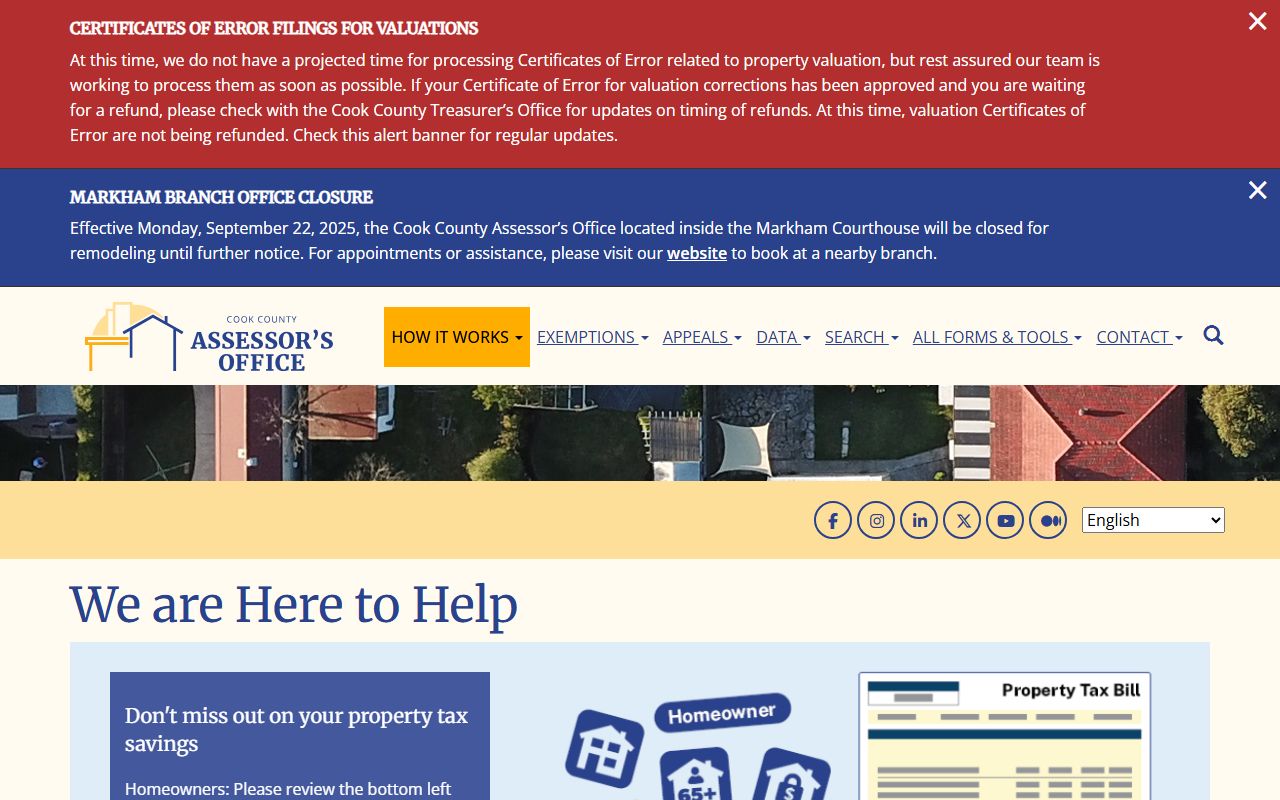 Cook County Assessor homepage for people search and property records