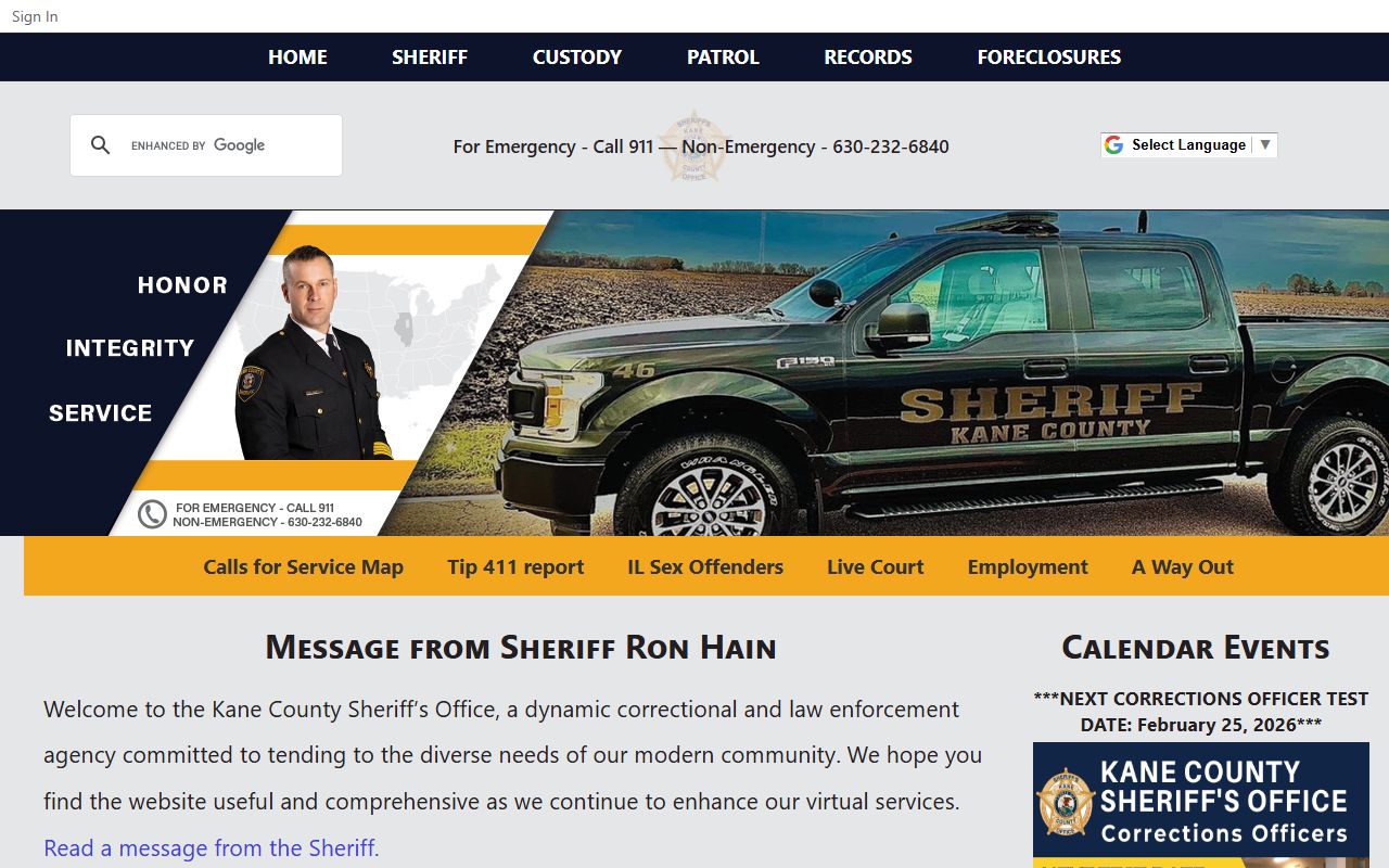 Elgin people search Kane County Sheriff homepage