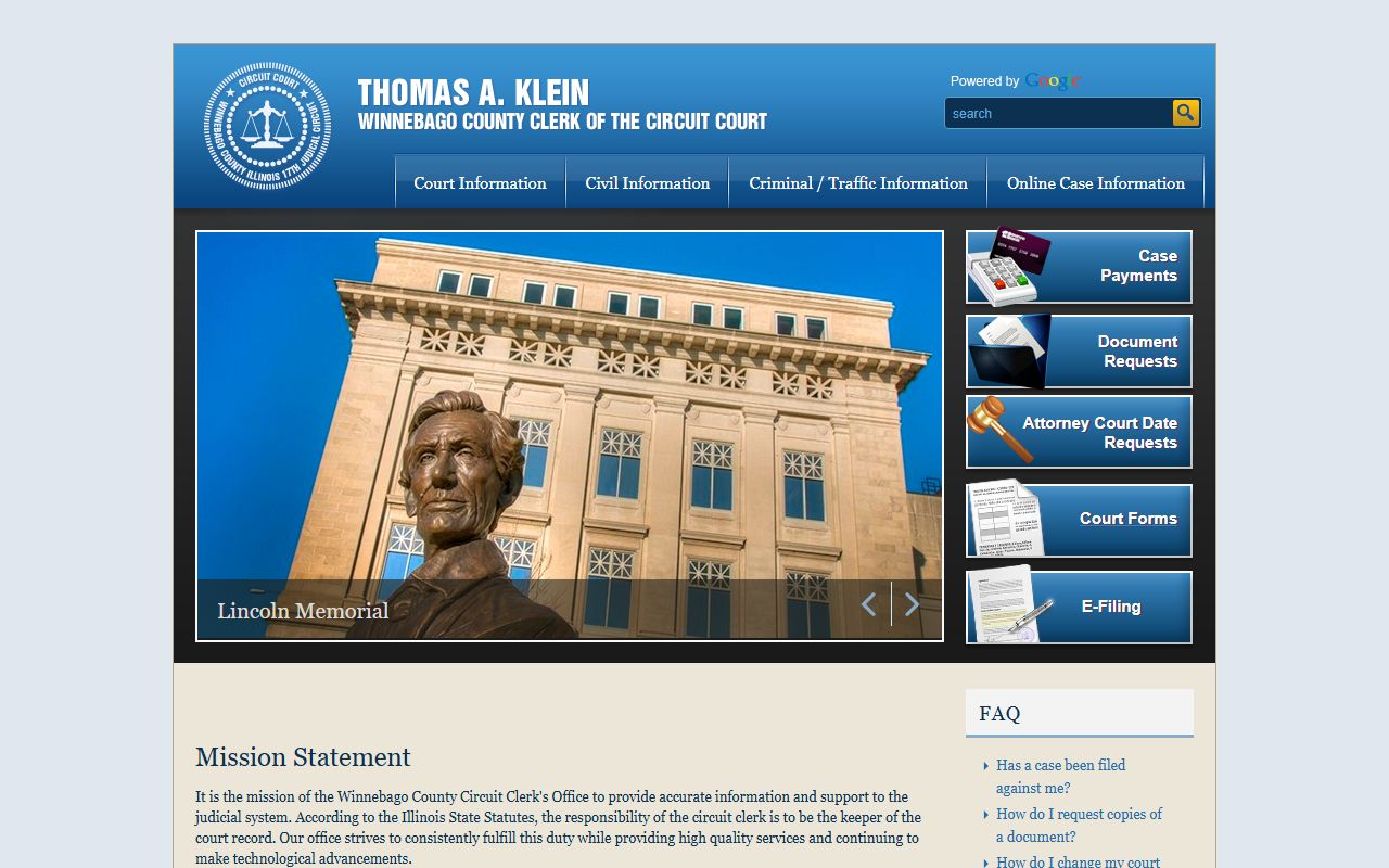 Winnebago County Circuit Court Clerk website for Winnebago County people search