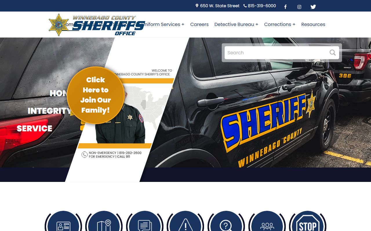 Winnebago County Sheriff homepage for Winnebago County people search