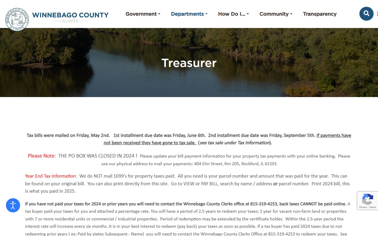 Winnebago County Treasurer page for Winnebago County people search