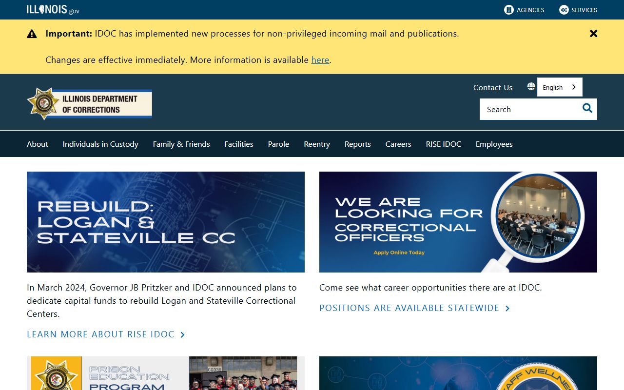 Illinois People Search IDOC homepage