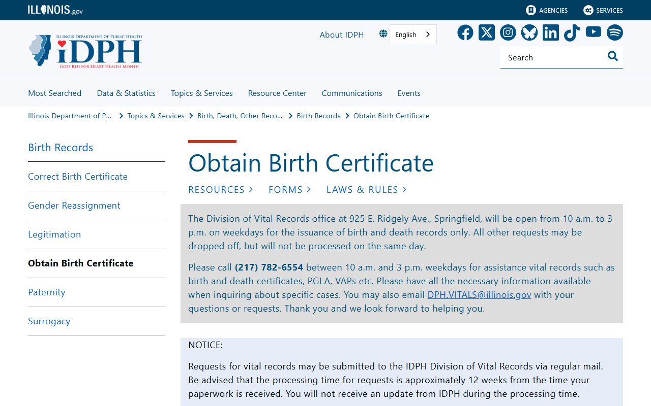 Illinois People Search IDPH birth certificates