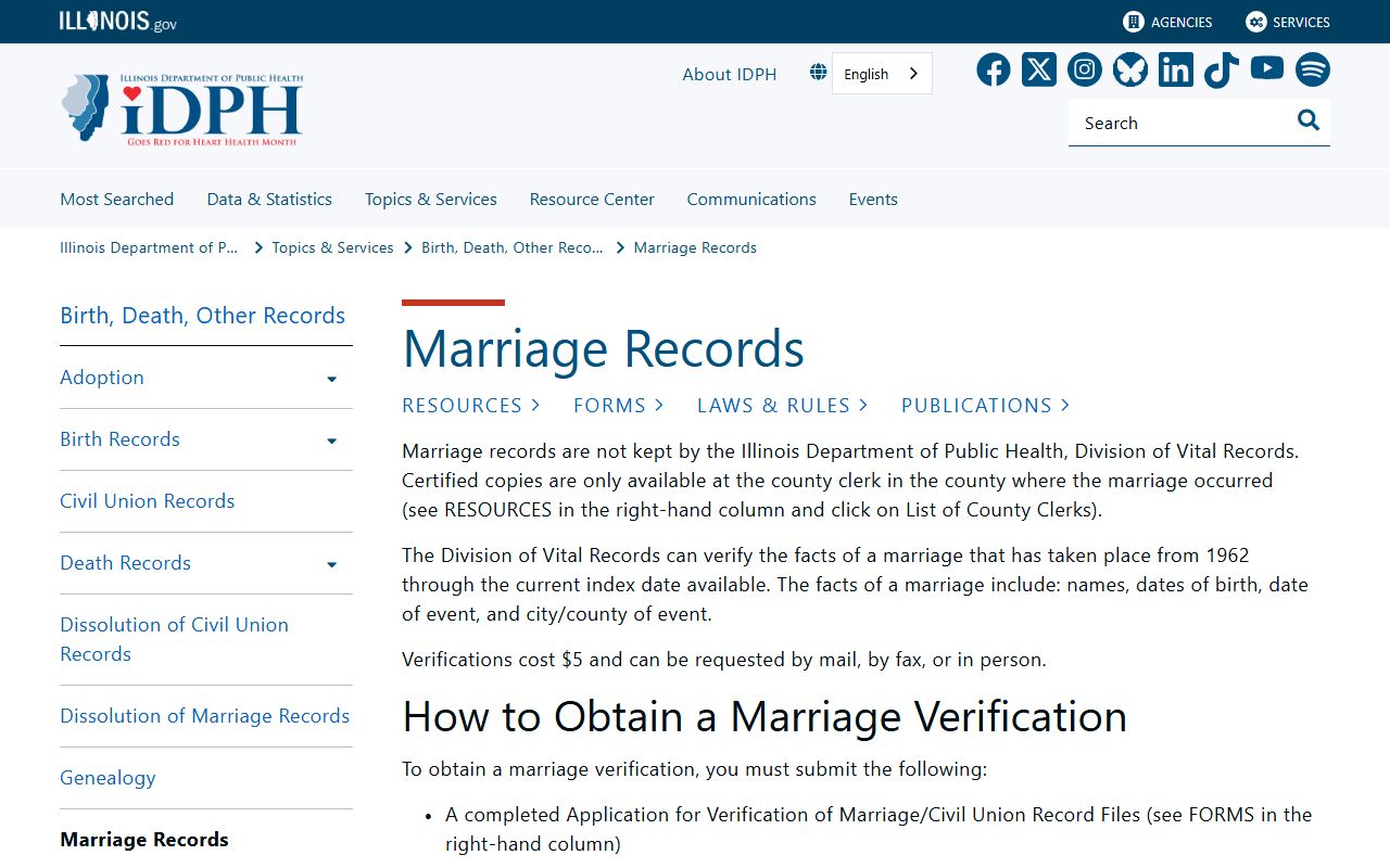 Illinois People Search IDPH marriage records