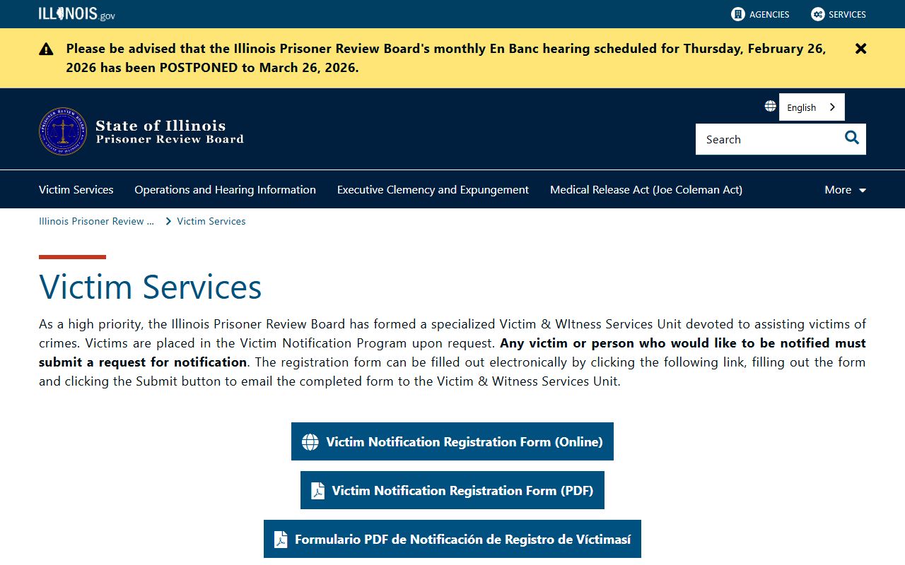 Illinois People Search PRB victim notification unit